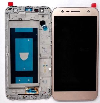 Дисплей LG M320, M320G, M322, M327 X Power 2 с сенсором (тачскрином) золотой с рамкой Оригинал