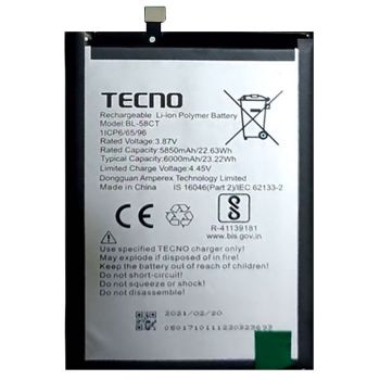 Аккумулятор (батарея) Tecno Spark 7 KF6n BL-49FT 5000mAh. BL-58CT 6000mAh Оригинал