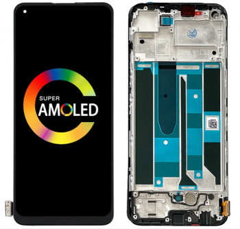 Дисплей Realme 8 RMX3085, Realme 8 Pro RMX3081 с сенсором (тачскрином) черный с рамкой Оригинал