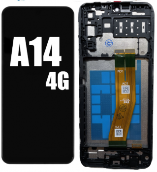 Дисплей Samsung A145 (SM-A145F, SM-A145F/DS) Galaxy A14 с сенсором (тачскрином) черный с рамкой Оригинал