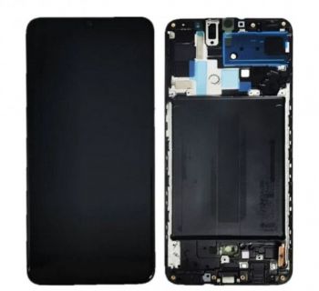 Дисплей Samsung A707 (SM-A707F/DS, SM-A707FN/DS) Galaxy A70s 2019 с сенсором (тачскрином) черный с рамкой OLED