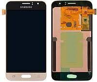 Дисплей (LCD) Samsung J120H Galaxy J1 (2016) (OLED) с сенсором золотой