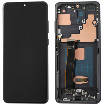 Дисплей Samsung G988 (SM-G988B, SM-G988B/DS) Galaxy S20 Ultra с сенсором (тачскрином) черный с рамкой OLED
