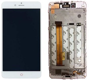 Дисплей ZTE Nubia Z11 Mini S NX549J с сенсором (тачскрином) белый с рамкой