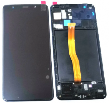 Дисплей Samsung A750 (SM-A750F) Galaxy A7 2018 с сенсором (тачскрином) черный с рамкой OLED