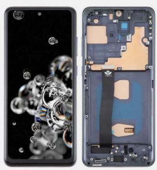 Дисплей Samsung G988 (SM-G988B, SM-G988B/DS) Galaxy S20 Ultra с сенсором (тачскрином) черный с рамкой TFT