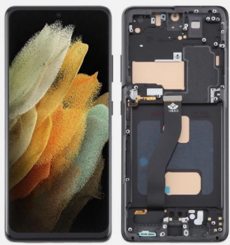 Дисплей Samsung G998 (SM-G998B, SM-G998B/DS) Galaxy S21 Ultra с сенсором (тачскрином) черный с рамкой TFT