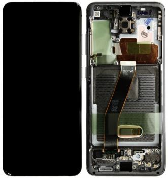 Дисплей Samsung G980, G981 (SM-G980F, SM-G980F/DS, SM-G981F, SM-G981F/DS) Galaxy S20 2020 с сенсором (тачскрином) черный с рамкой Оригинал