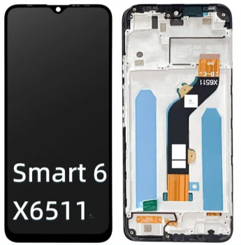 Дисплей Infinix Smart 6 X6511, X6511B, X6511E с сенсором (тачскрином) черный с рамкой Оригинал